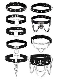 69Pcs Leather Choker Black Punk Goth Choker Necklace Love Heart Spiked Choker Adjustable Pu Choker Collar For Women Girls