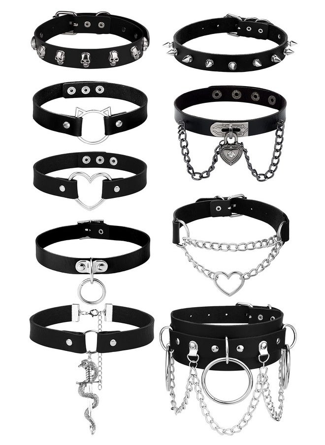 HAIAISO - 69Pcs Leather Choker Black Punk Goth Choker Necklace Love Heart Spiked Choker Adjustable Pu Choker Collar For Women Girls - Image 1