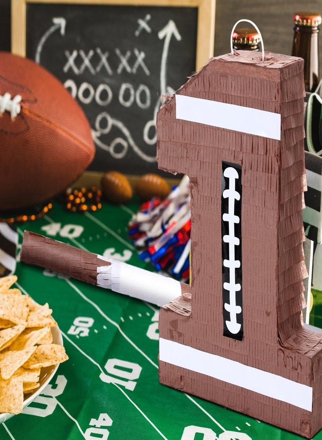 Poen Number 1 Football Piñata Small Sport Theme Piñata with Bat and Blindfold Confetti for Kids Birthday Party Decoration, 15.7 x 11 x 2.8 Inch - Image 2