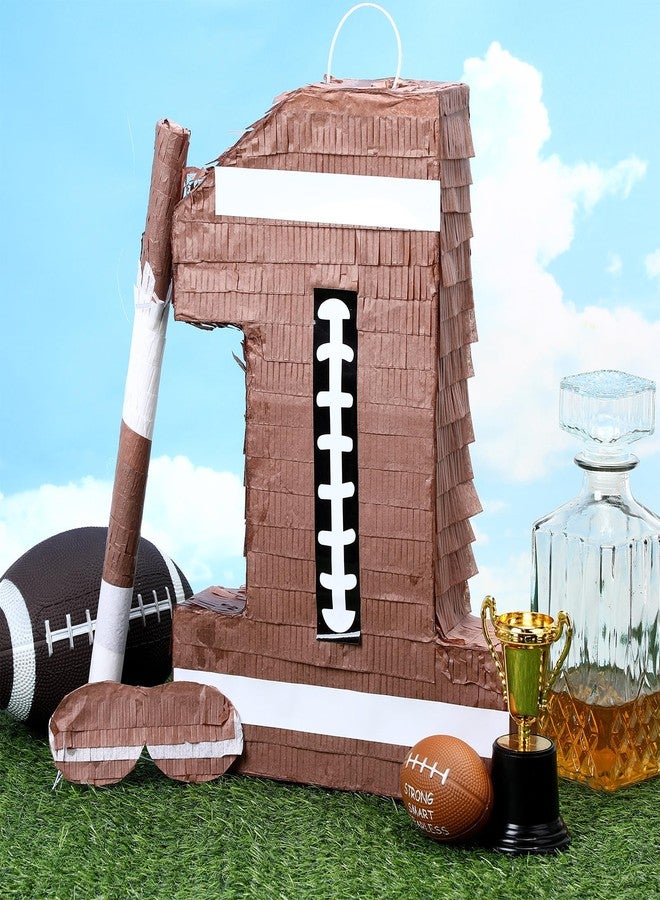 Poen Number 1 Football Piñata Small Sport Theme Piñata with Bat and Blindfold Confetti for Kids Birthday Party Decoration, 15.7 x 11 x 2.8 Inch - Image 4