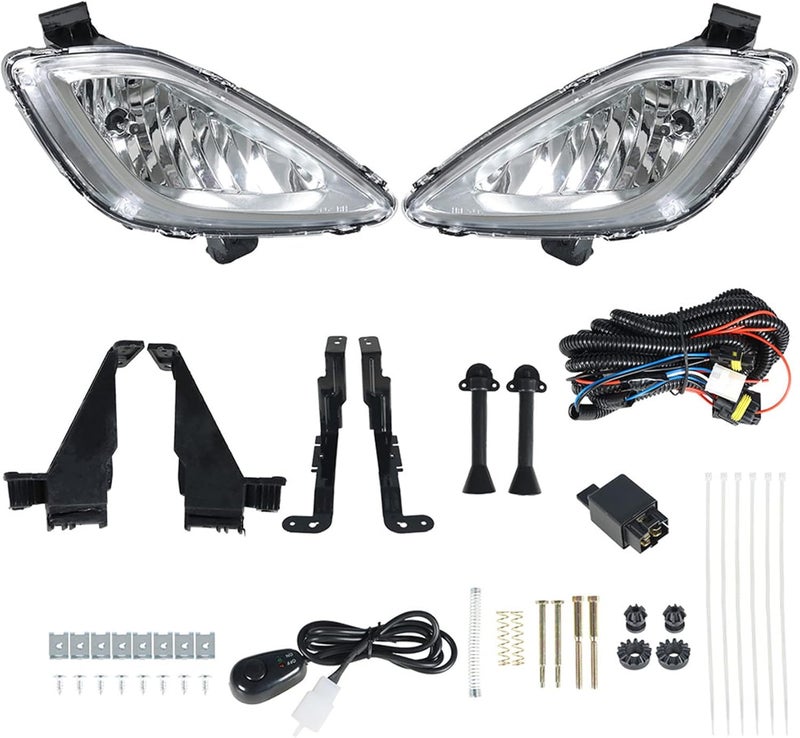 ANTUKO 2Pcs Fog Light Assembly with Bulbs Switch Wiring Kit for 2011-2013 Elantra - Image 3