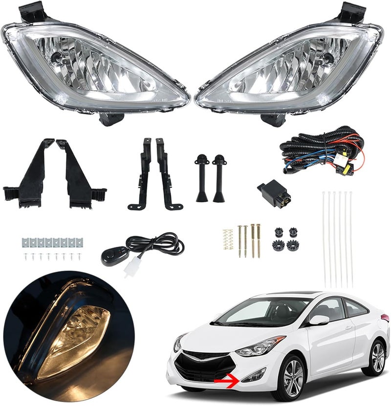 ANTUKO 2Pcs Fog Light Assembly with Bulbs Switch Wiring Kit for 2011-2013 Elantra - Image 1