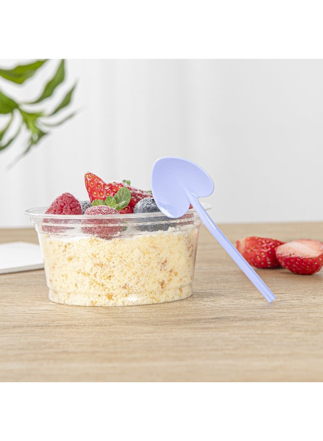 Restaurantware ملاعق قلبية 3.5 بوصة × 1.3 بوصة، 100 ملعقة بلاستيكية صغيرة قابلة للاستخدام مرة واحدة - على شكل قلب، للحلويات، ملاعق تذوق بلاستيكية بنفسجية، للحفلات أو الفعاليات - Image 4