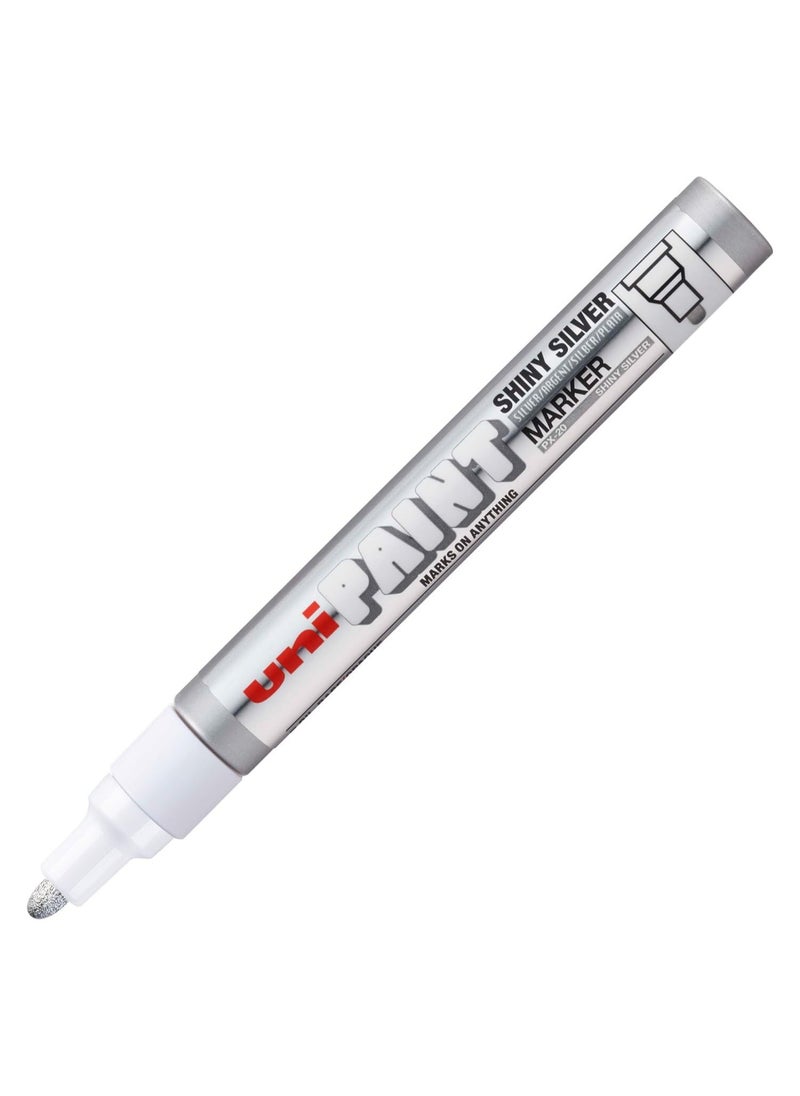 Uniball Mitsubishi Uni-Ball PX20 Uni Medium Paint Marker, Shiny Silver  - Image 2