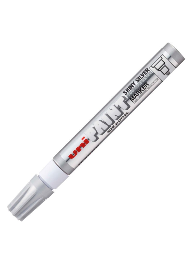 Uniball Mitsubishi Uni-Ball PX20 Uni Medium Paint Marker, Shiny Silver  - Image 1
