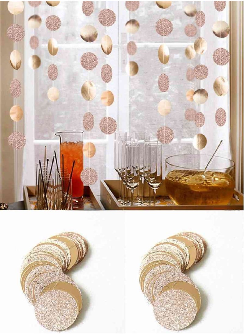 ohmoon Eid Mubarak 8m Background Decor Party,Champagne Gold Glitter Paper Garland, Store Decoration, Home Decoration, Hanging Streamer Backdrop Decor for Birthday Party Decorations, Baby Shower, Engagement, Party Supplies  - Image 1