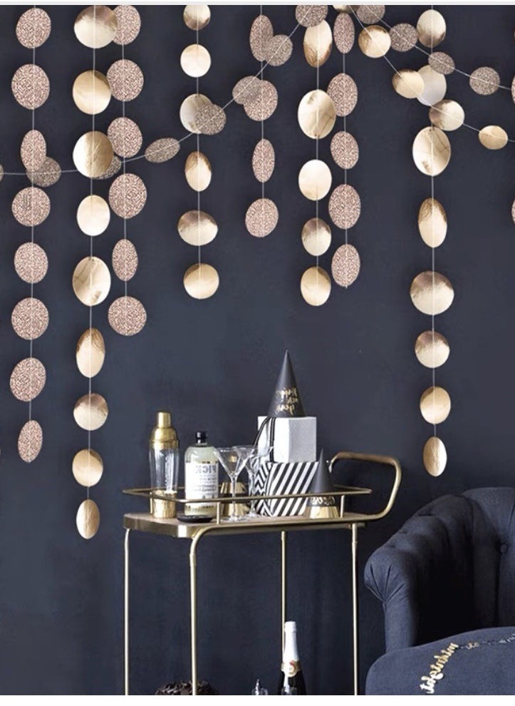 ohmoon Eid Mubarak 8m Background Decor Party,Champagne Gold Glitter Paper Garland, Store Decoration, Home Decoration, Hanging Streamer Backdrop Decor for Birthday Party Decorations, Baby Shower, Engagement, Party Supplies  - Image 3