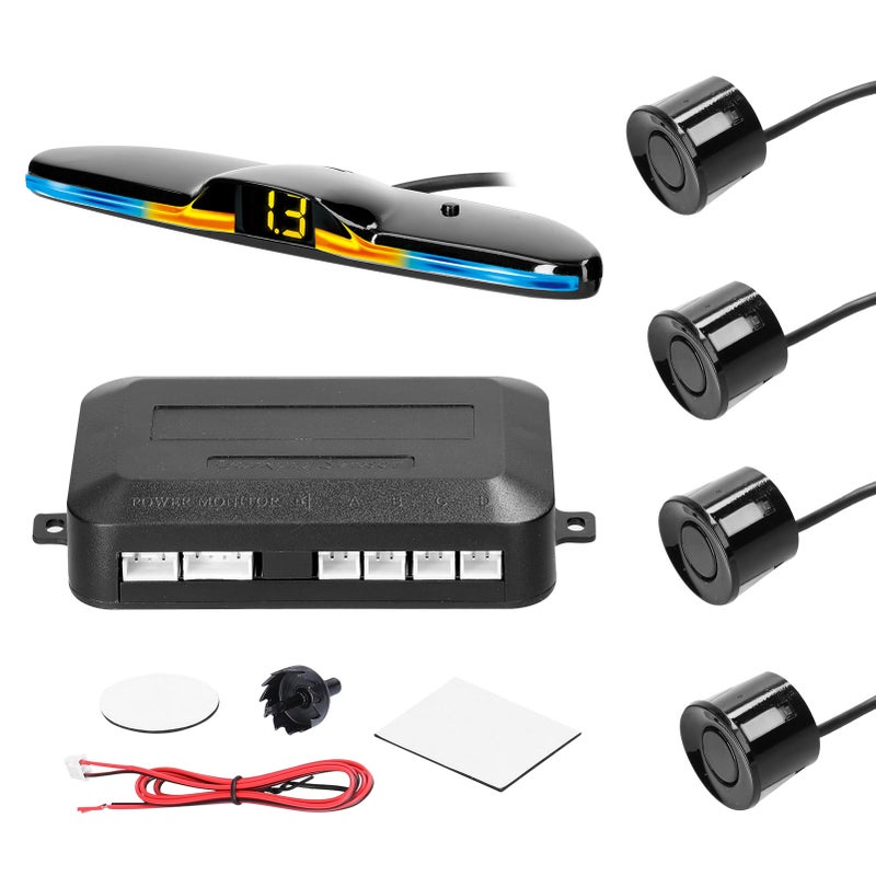 Car Parking Sensor Rear Reversing Radars System with 4 Parking Sensors Distance Detection LED Light Distance Display Warning Buzzer - Image 1