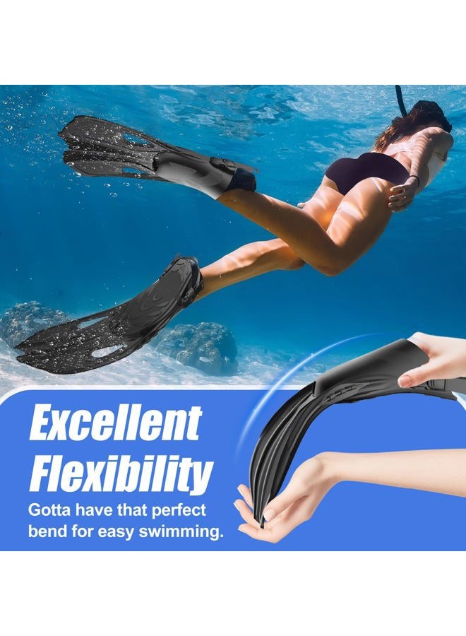MELUMILU Snorkel Fins, Swim Fins Travel Size Short Adjustable for Snorkeling Diving Adult Men Women Open Heel Swimming Flippers - Image 4