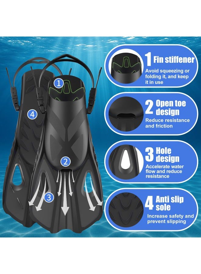 MELUMILU Snorkel Fins, Swim Fins Travel Size Short Adjustable for Snorkeling Diving Adult Men Women Open Heel Swimming Flippers - Image 2