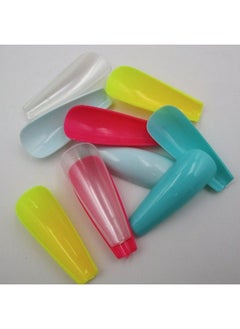 LifexTol 100Pc Mixed Colored Coffin Press On Nails Long Ballerina Shape Artificial Fingernails Fake Nails Acrylic False Nail Art Tips Women Girls Nail Decor  - Image 4