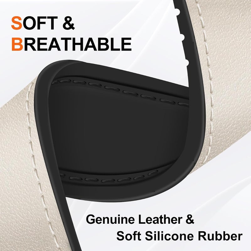 WestEagle Genuine Leather Watch 8 Band Compatible with Samsung Galaxy Watch 8 40mm 44mm/ 8 Classic 46mm, Magnetic Buckle Silicone Bottom Design Adjustable Wristbands Accessories for Men and Women - Image 4