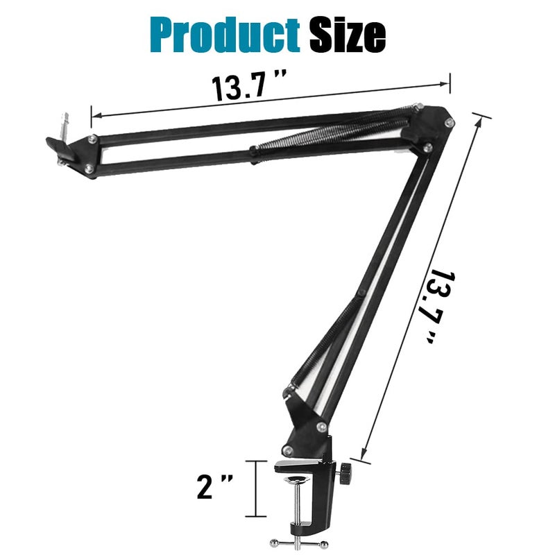 IRONTREE GLEAM Boom Arm Microphone Mic Stand for Blue Yeti HyperX QuadCast SoloCast Snowball Fifine Shure SM7B and other Mic, Medium - Image 3