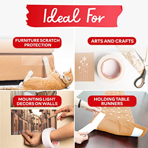 XFasten Double Sided Tape, Removable, 1.5-Inch by 15-Yards, Single Roll, Double Sided Adhesive Tape for Arts and Crafts, Woodworking, and Holding Down Carpets - Residue-Free - Image 5