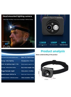 D8 High-definition Camera Head Mounted Lighting Video Record-Color:D8 Black Complete Set (no Memory)