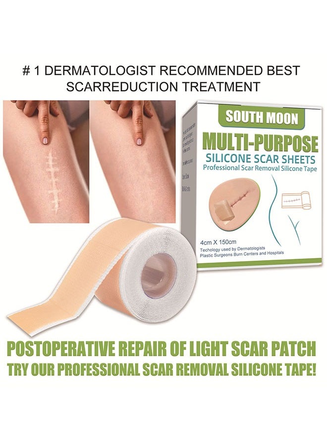 SOUTH MOON - Multi Purpose Silicone Scar Sheets Professional Scar Removal Silicone Tape Effectively Beautify Scars, Remove Burn Scars and Gel Painless Tape Roll - Image 1
