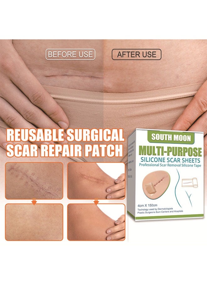 SOUTH MOON - Multi Purpose Silicone Scar Sheets Professional Scar Removal Silicone Tape Effectively Beautify Scars, Remove Burn Scars and Gel Painless Tape Roll - Image 1
