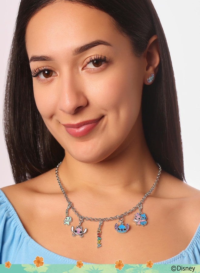SALLY ROSE قلادة سالي روز ستيتش للنساء مع 5 تعليقات قابلة للتبديل لشخصيتي ليلو وستيتش، مقاس 18 بوصة + 3 بوصات، مجوهرات ستيتش عصرية، مرخصة رسميًا - Image 2