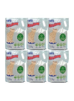 Kitty Sand Natural Tofu, Premium Quality, Plant-based, Flushable Clumping Cat Litter Pellets 6L/2.5kg - Pack of 6  - Image 1
