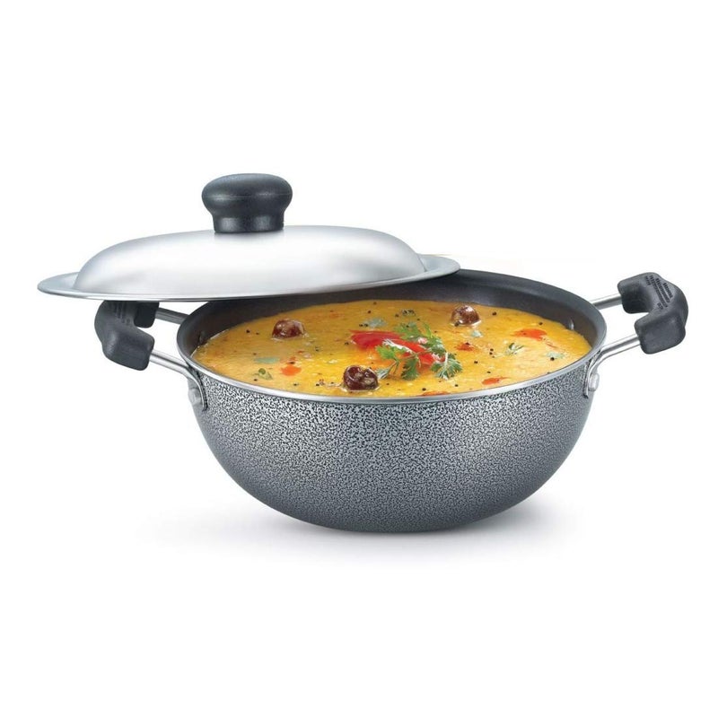 Prestige Omega Deluxe Aluminium Granite Fry Pan, 200mm (Omelette Pan), Black + Omega Select Plus Non-Stick Flat Base Kadai with Lid, 20cm, 2.2 Litters, Black - Image 4