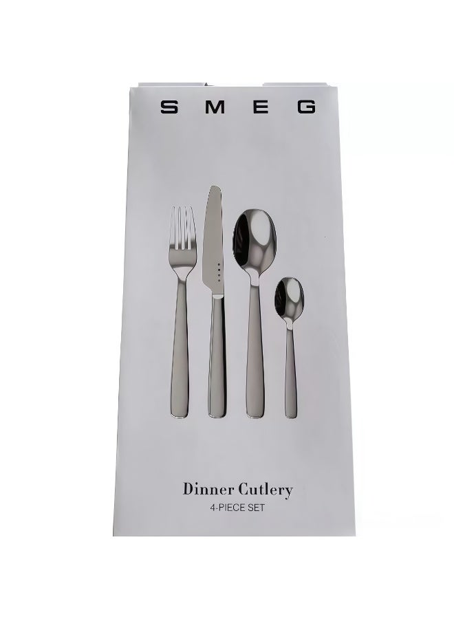 SMEG 4-Piece Cutlery Set (Knife, Fork, Soup Spoon) | Premium Stainless Steel | Vintage-Style Kitchen Cutlery Set, Suitable for Home, Parties, Picnics, Restaurants, Hotels, and Gifts - Image 1