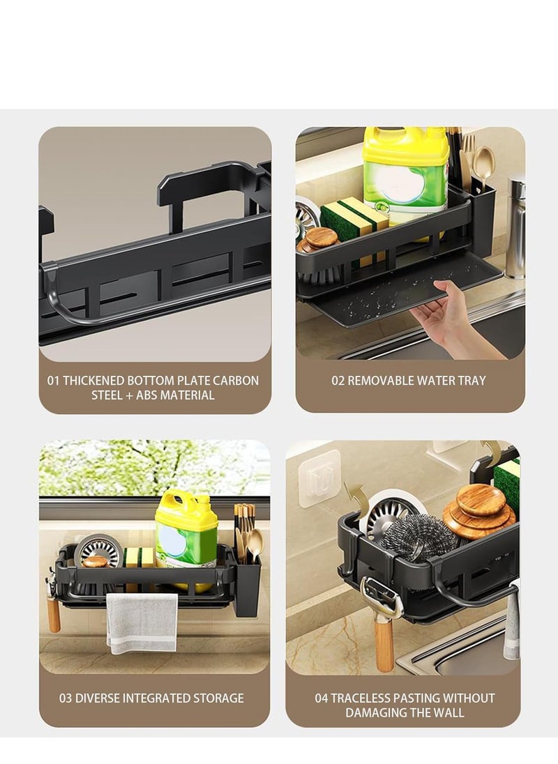 Adhesive Dish Sponge Organizer Sponge Sink Holder Sponges Holder Storage Rack Shower Storage No Drilling Holder Container With Brush Holder Storage Kitchen Supplies Wall Hanging Sponge