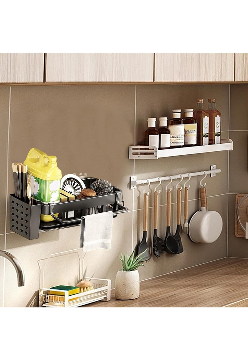 Adhesive Dish Sponge Organizer Sponge Sink Holder Sponges Holder Storage Rack Shower Storage No Drilling Holder Container With Brush Holder Storage Kitchen Supplies Wall Hanging Sponge