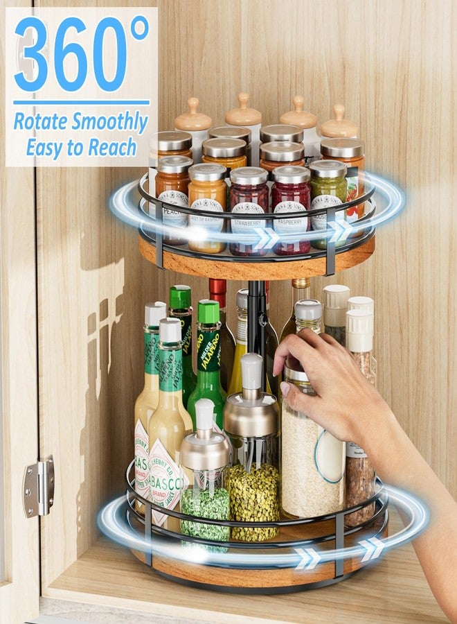 OVICAR Lazy Susan Turntable Organizer Adjustable - 2 Tier Wood Rotating Spice Rack 12 Inch Lazy Susan for Kitchen Countertop Cabinet Pantry Cupboard Dining Table Bathroom Coffee Bar Home Storage - Image 2