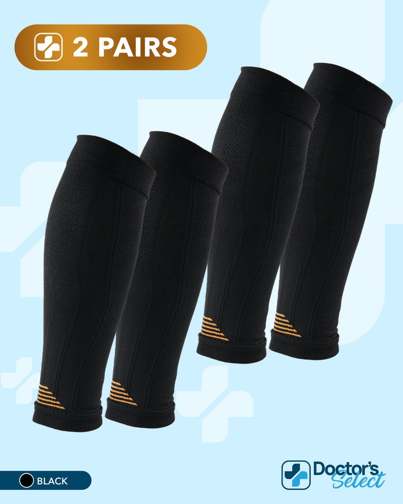 Doctor's Select 2 Pairs Copper Calf Compression Sleeve - Compression Calf Sleeves Men, Compression Sleeves for Men Leg, Shin Splint Compression Sleeve, Black with Copper - Image 5