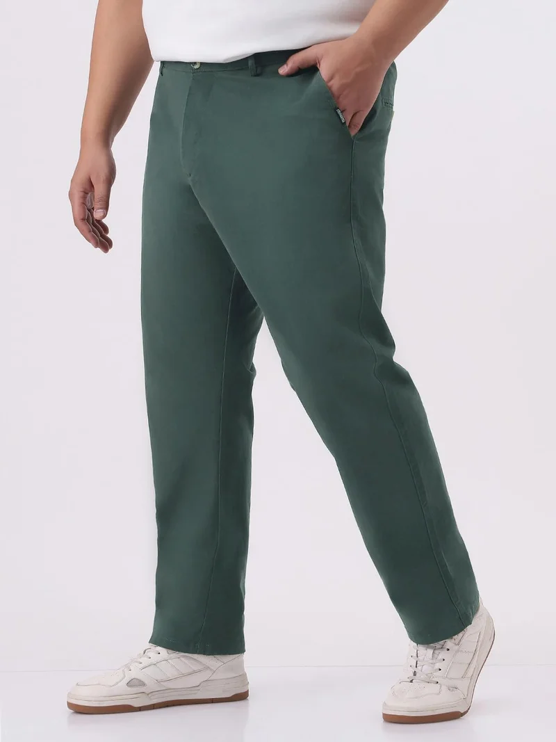 Urbano Fashion Urbano Plus Men's Teal Green Cotton Regular Fit Casual Chinos Trousers Stretch
