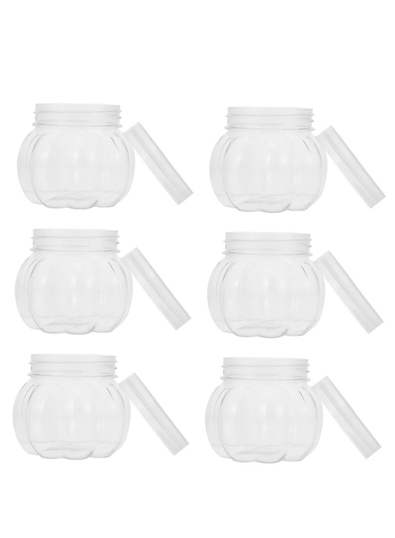 SOLARAE 24 Pcs Pet Pumpkin Jar Decorative Stash Box Clear Jar Candy, Candy Jar Clear Candy Containers Holders Pumpkin Candy Jars Wrapping Canister Storage Holder Box - Image 1