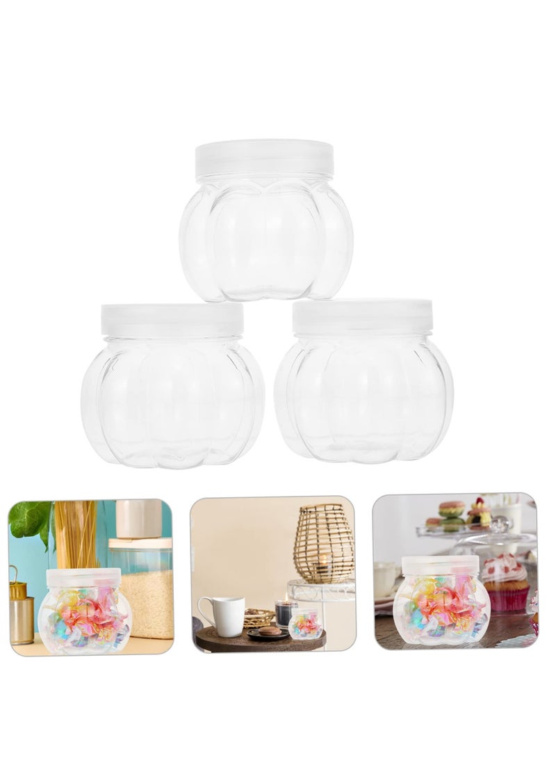 SOLARAE 24 Pcs Pet Pumpkin Jar Decorative Stash Box Clear Jar Candy, Candy Jar Clear Candy Containers Holders Pumpkin Candy Jars Wrapping Canister Storage Holder Box - Image 2