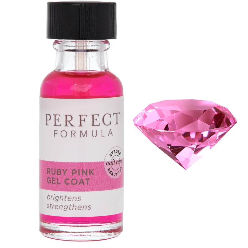 Perfect Formula Ruby Pink Gel Coat - Nail Strengthener, Keratin Nail Treatment, Gemstone Pink Gel Nail Polish - Nail Strengthener for Damaged Nails - Made In The USA .60 fl oz. - Image 1