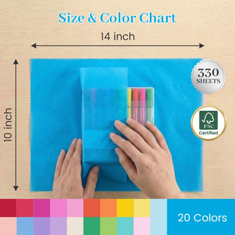 Koogel 330 Sheets Tissue Paper, 14x10 Inch Multicolor Wrapping Tissue Paper for Gift Bags Holiday Birthday DIY Crafts Project 20 Colors - Image 5