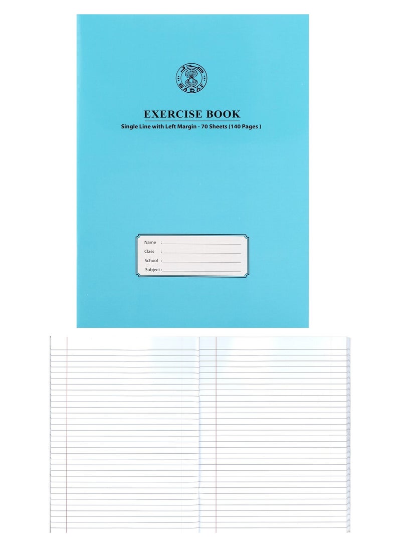 Sadaf دفتر ملاحظات بحجم A4، مسطر واحد، بهامش أيسر، 70 ورقة، ألوان متنوعة - Image 1