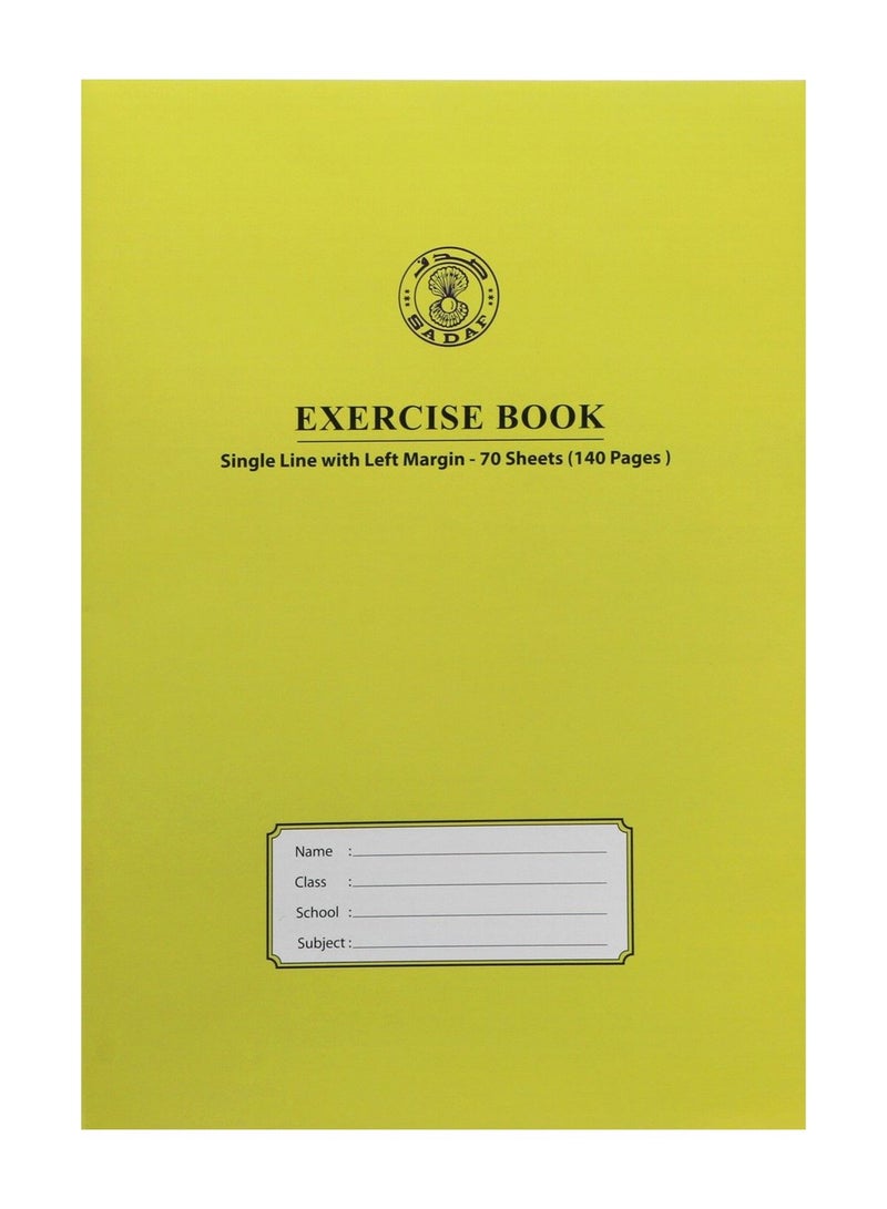 Sadaf دفتر ملاحظات بحجم A4، مسطر واحد، بهامش أيسر، 70 ورقة، ألوان متنوعة - Image 3