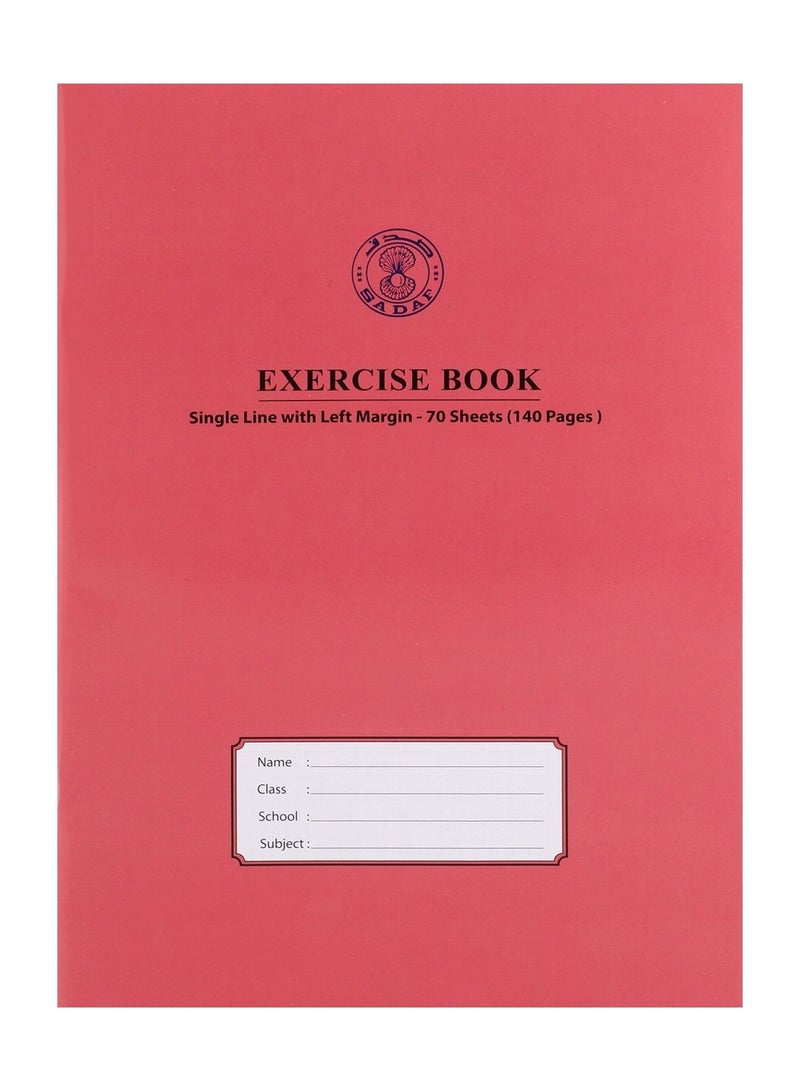 Sadaf دفتر ملاحظات بحجم A4، مسطر واحد، بهامش أيسر، 70 ورقة، ألوان متنوعة - Image 4