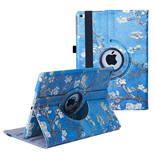 LXS New Case for iPad 9.7 inch 2018 2017/ iPad Air 2 Case - 360 Degree Rotating Stand Protective Cover Smart Case with Auto Sleep/Wake for Apple iPad 5th/6th Generation (Blossom) - Image 1