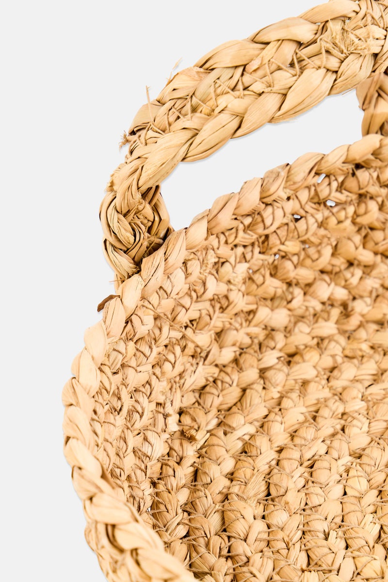 Muy Mucho Oval Rush Serving Trays with Handles, Tan - Image 2