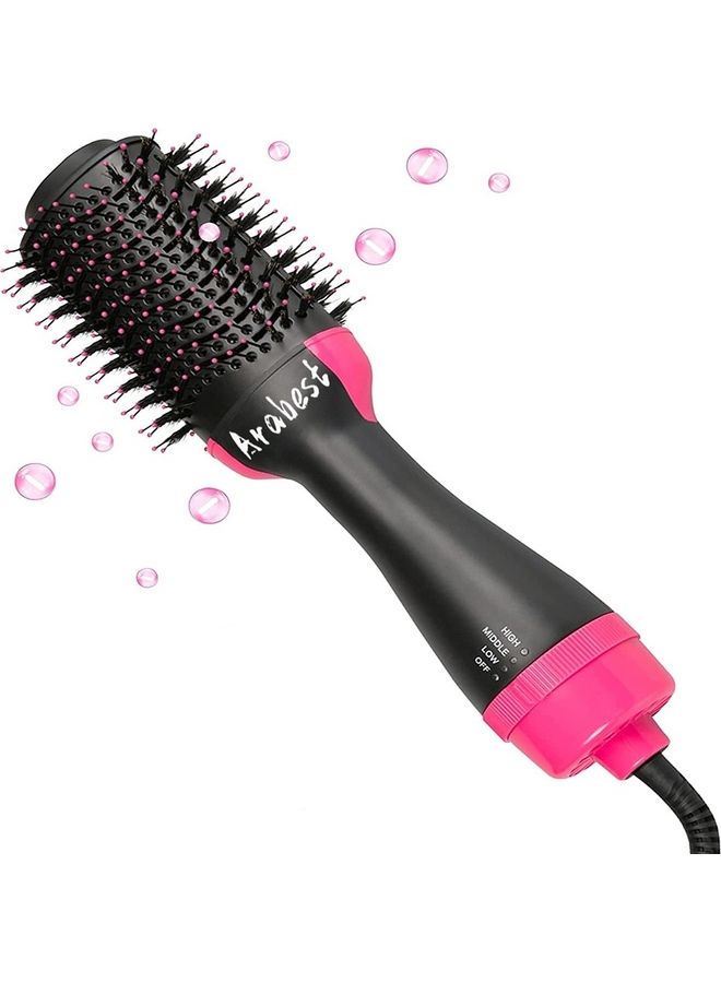 Electric Professional Hot Air Straight Curling Hair Dryer Comb Black/Pink 34 x 7.5 x 5.5cm - Image 1