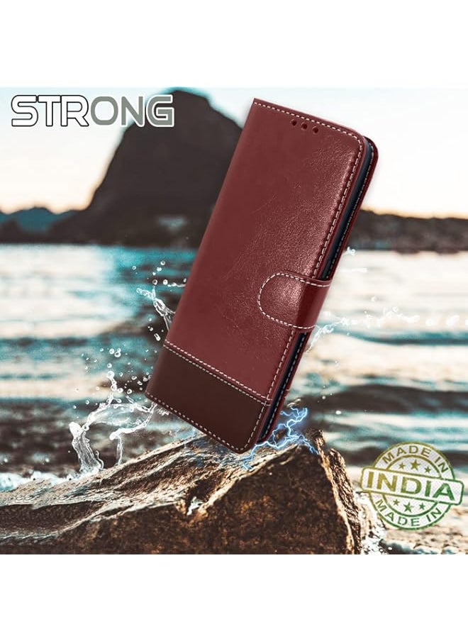 Generic - Oneplus 5T Flip Cover | Dual-Tone PU Leather Finish | Wallet Style & Stand | Magnetic Flip Case for Oneplus 5T (Brown & Coffee) - Image 1