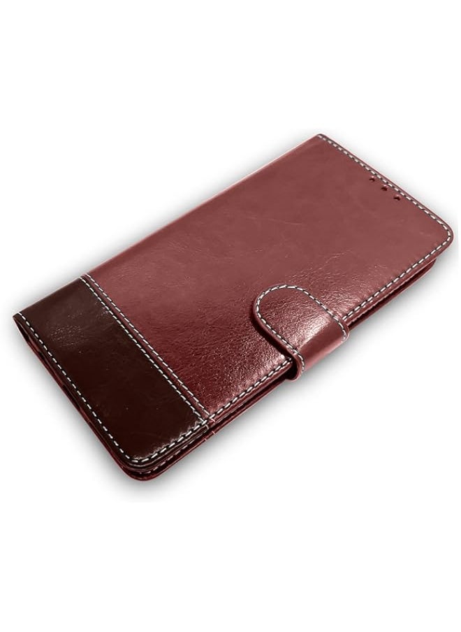 Generic - Oneplus 5T Flip Cover | Dual-Tone PU Leather Finish | Wallet Style & Stand | Magnetic Flip Case for Oneplus 5T (Brown & Coffee) - Image 1