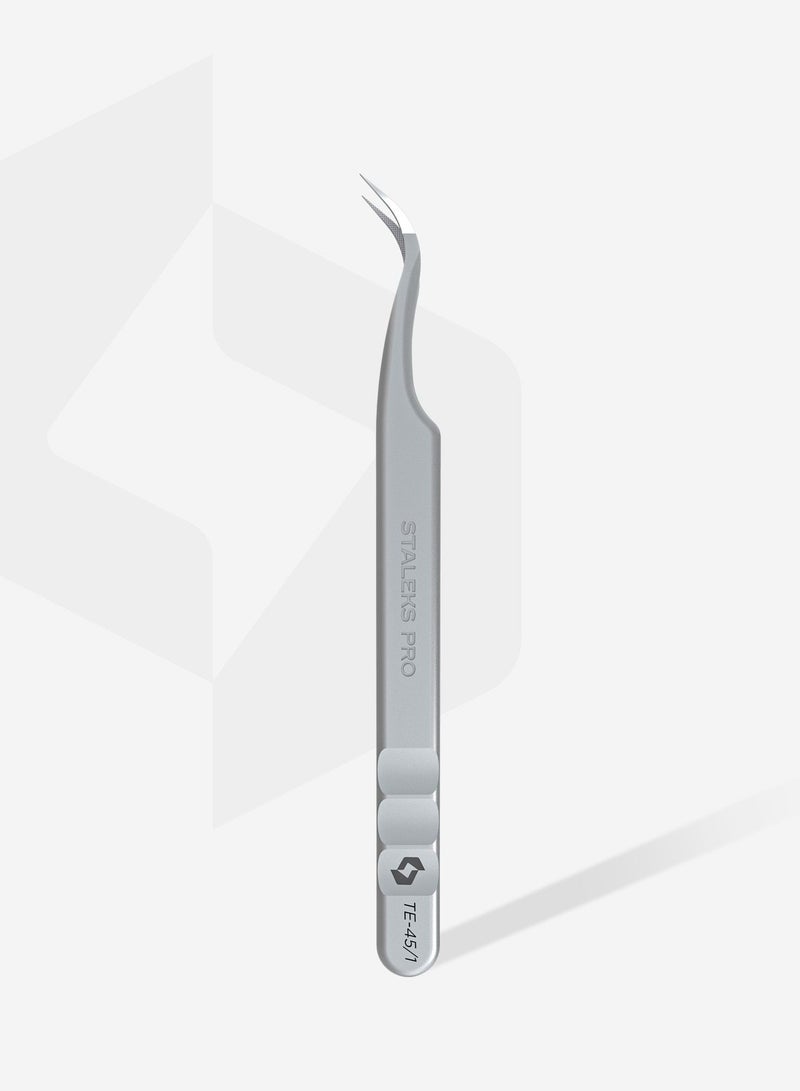 STALEKS PRO Professional eyelash tweezers with fiber tips EXPERT 45 | TYPE 1 (curved) - Image 3
