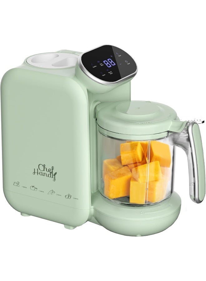 chefhandy صانع طعام الأطفال شيف هاندي، 5 في 1 معالج طعام للأطفال، بخار متعدد الوظائف مع وعاء بخار، طهي وطحن تلقائي، آلة تسخين طعام الأطفال، أخضر - Image 1