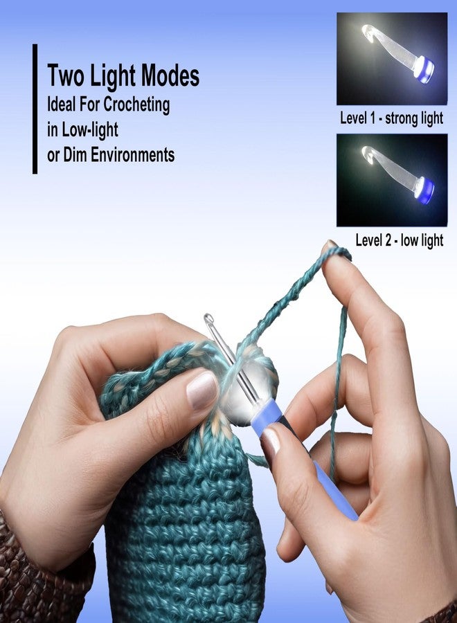 Foxyoo Light-Up Crochet Hook Set - 18 Interchangeable Crochet Hooks (2.0mm-14.0mm), Lighted Crochet Hook Set Ideal for in Low Light - Image 3