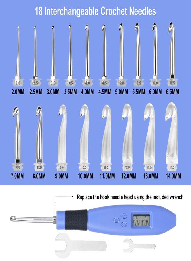 Foxyoo Light-Up Crochet Hook Set - 18 Interchangeable Crochet Hooks (2.0mm-14.0mm), Lighted Crochet Hook Set Ideal for in Low Light - Image 2