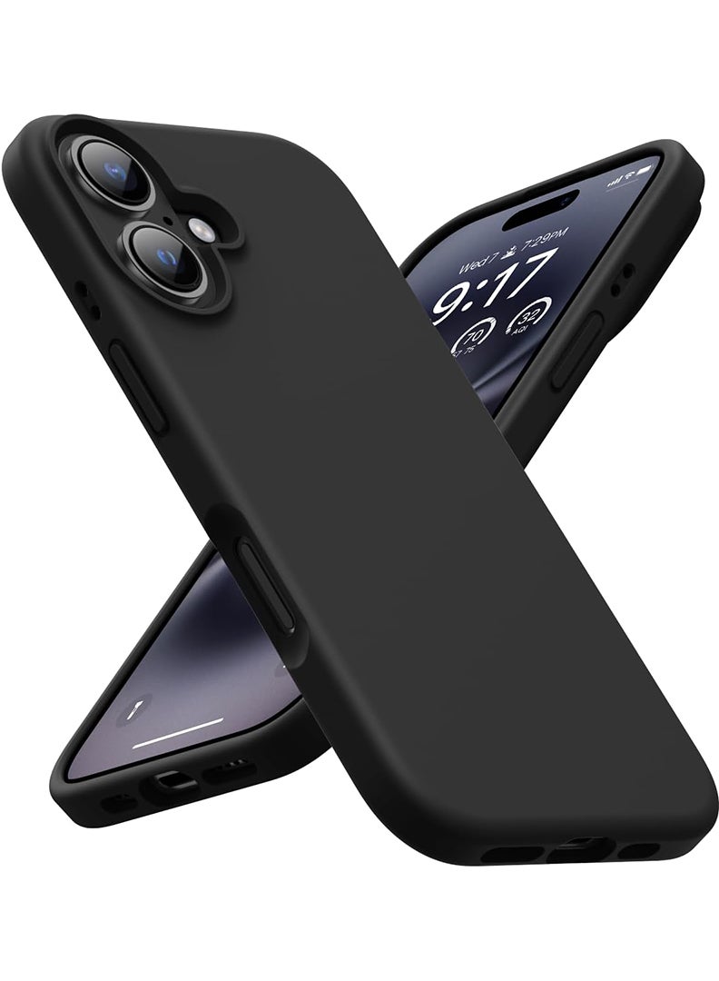 Theodor غطاء حماية رفيع لجهاز آيفون 16 بلس من السليكون السائل مع حماية كاملة للجسم مضاد للخدش ومقاوم للصدمات باللون الأسود - Image 1