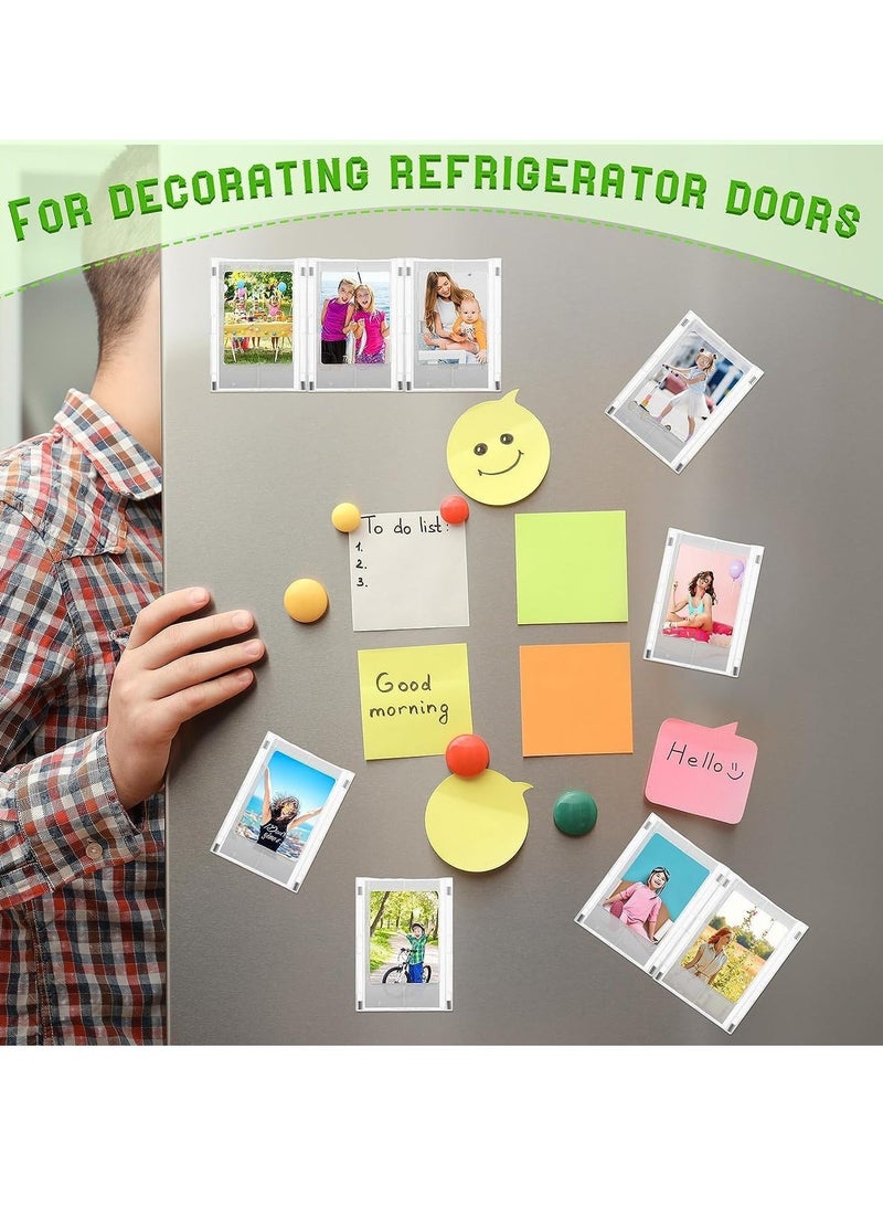 Magnetic Picture Frame Photo Creative Absorbable Magnetic Mini3 Storage Refrigerator Magnet Small Picture Holder Table Photo Frame Set Clear Photo Display Compatible with Fujifilm Instax Film 4PCS  - Image 2