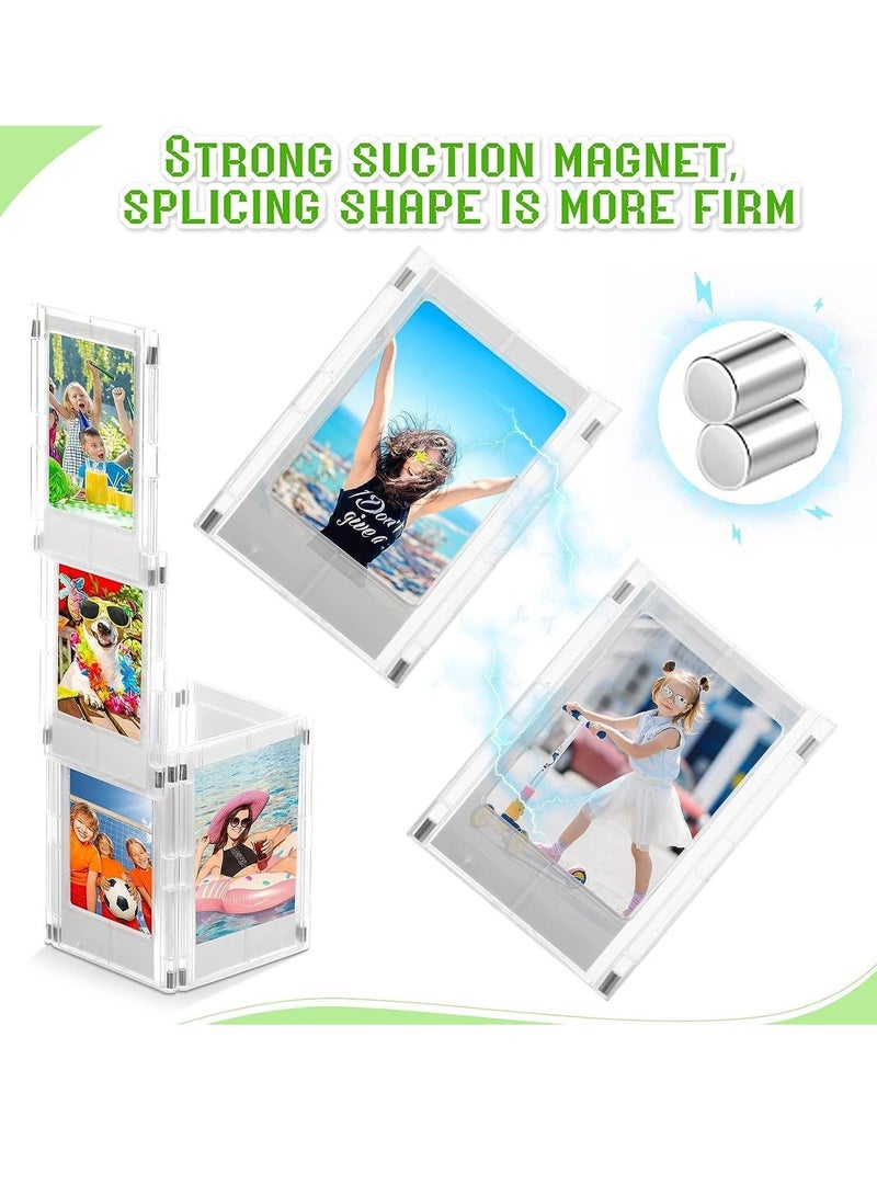 Magnetic Picture Frame Photo Creative Absorbable Magnetic Mini3 Storage Refrigerator Magnet Small Picture Holder Table Photo Frame Set Clear Photo Display Compatible with Fujifilm Instax Film 4PCS  - Image 5