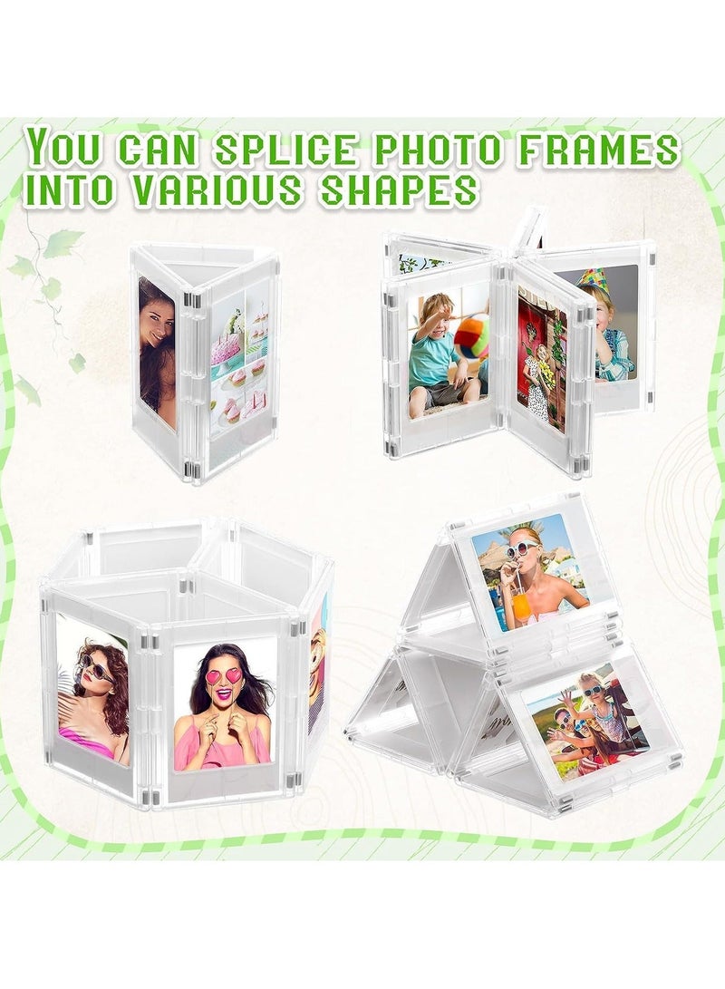 Magnetic Picture Frame Photo Creative Absorbable Magnetic Mini3 Storage Refrigerator Magnet Small Picture Holder Table Photo Frame Set Clear Photo Display Compatible with Fujifilm Instax Film 4PCS  - Image 4
